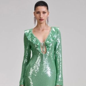 Self-Portrait Green Sequin Dress